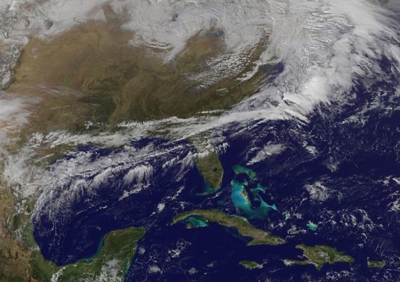 Satellite view of big snowstorm for the Northeastern U.S.