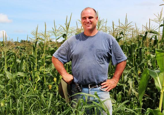 Jim Ward in his no-till sweet corn field