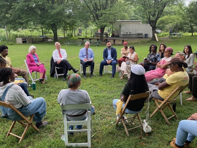 A youth-led discussion at Sankofa Farm during USDA’s Equity Convening: Northeast