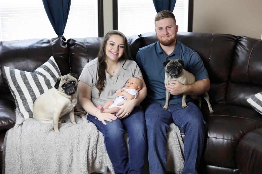 The Catt Family: Chompy, Rebecca (Mom), Baby James, Parker (Dad), and Chewy