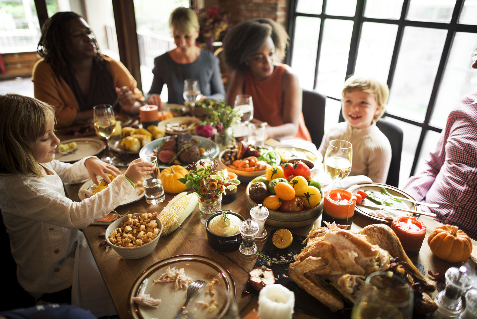 People having a Thanksgiving meal