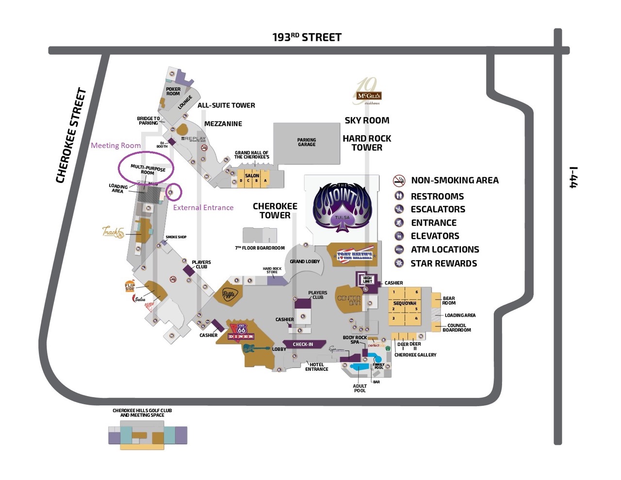 A map of the Hard Rock Hotel and Casino