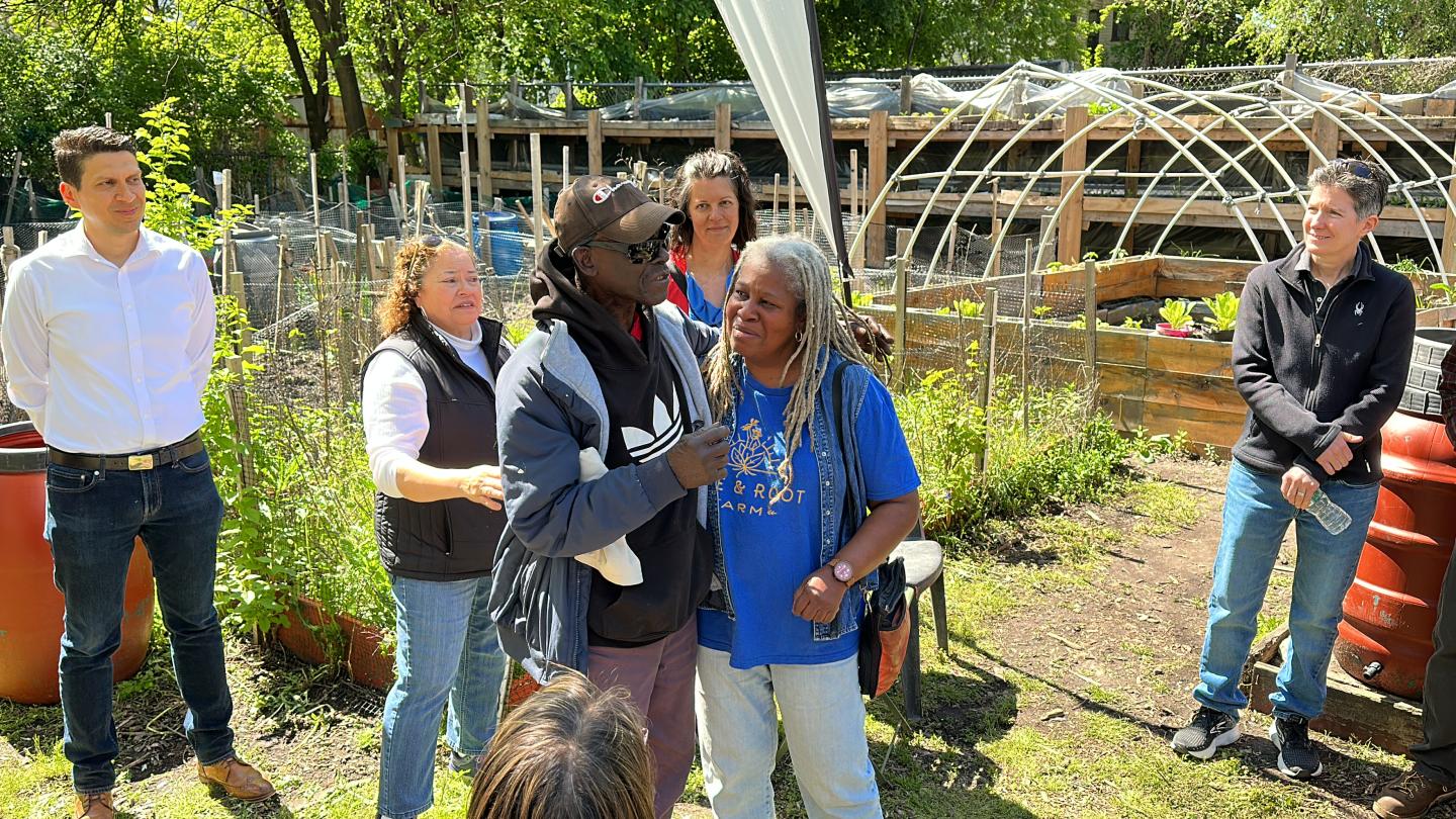 People at a People's Garden in New York City