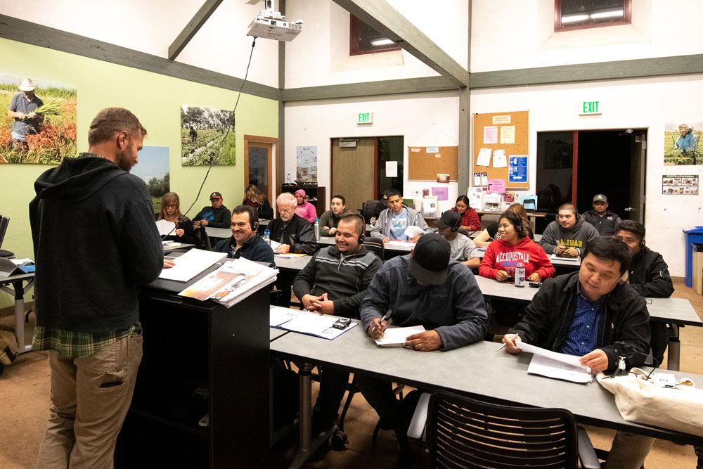 A teacher and students in a classroom