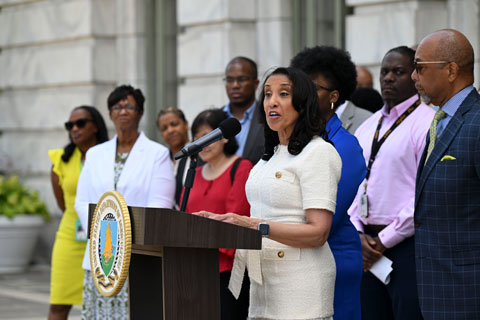 Dr. Penny Brown Reynolds, Acting Assistant Secretary for Civil Rights, gives remarks during the Juneteenth Observance and the Flag Raising Ceremony