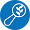 A magnifying glass with a plant icon