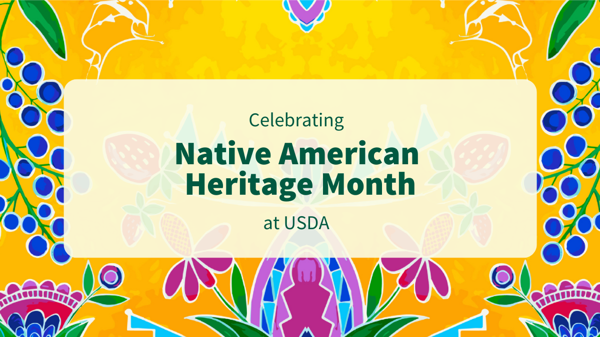 Celebrating Native American Heritage Month at USDA text overlay graphic