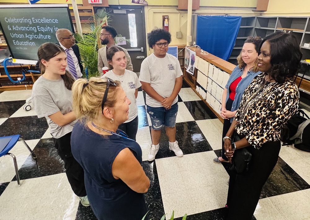 USDA Chief Scientist and Under Secretary Dr. Jacobs-Young with USDA staff and Philadelphia agriculture students and education leaders