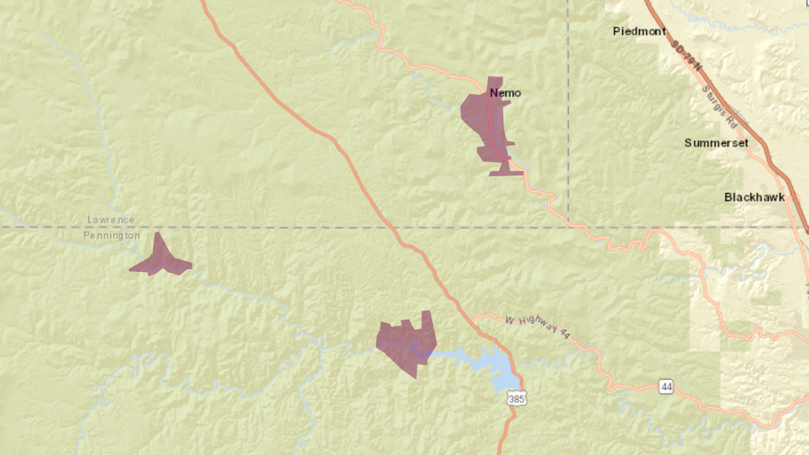 South Dakota Service Area map