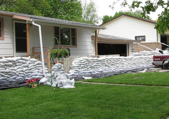 Sandbags protect a USDA Rural Development-financed home in Pierre.  