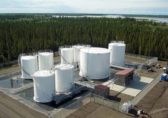 The relocated tank farm on a higher and drier site, away from the river’s edge. Photo courtesy Crowley Petroleum Distribution.