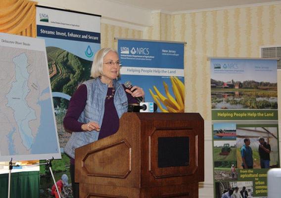 Deputy Under Secretary Ann Mills announces Farm Bill funding support to improve water quality in the Delaware River Basin. NRCS photo.