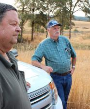 Jeff Baxter (left) and David Chain reviewing the conservation plan