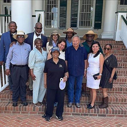 Pictured from left to right back row: Equity Commission Member Dr. Ron Rainey, Senior Advisor Dr. Dewayne Goldmon, Equity Commission Member Savi Horne, Equity Commission Member Shorlette Ammons, Equity Commission Member Dr. Jennie Stephens; Middle row: Equity Commission Member Shonterria Charleston, Equity Commission Member Poppy Sias Hernandez, Equity Commission Member Arturo S. Rodríguez, Cecilia Hernandez, Tanika Whittington; Front row: Equity Commission Member Shirley Sherrod