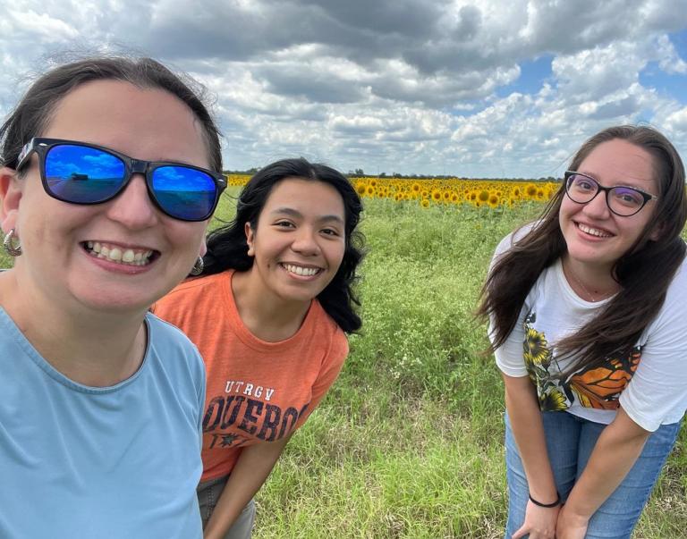 Dr. Engil Pereira (left) and two former students, now USDA employees: Larissa Cantu (center) and Samantha Colunga (right)